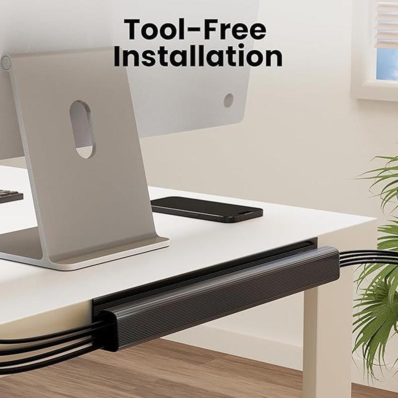 40Cm/15.75Inch Under Desk Cable Management Tray Pvc Power Wire Hider Strip Cord Holder Wire Organizer Cable Raceway