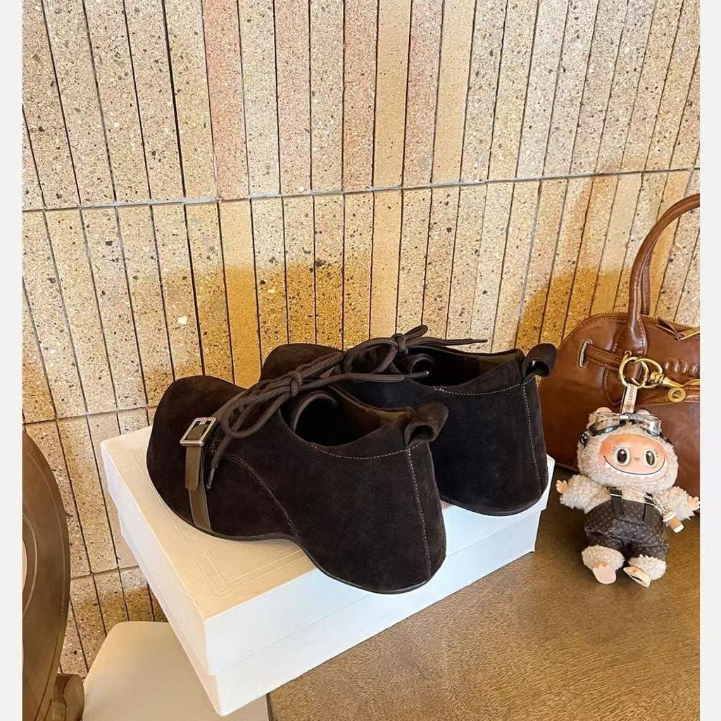 Japanese retro platform lace-up loafers women's 2025 new college style comfortable height-increasing small leather shoes muffin single shoes