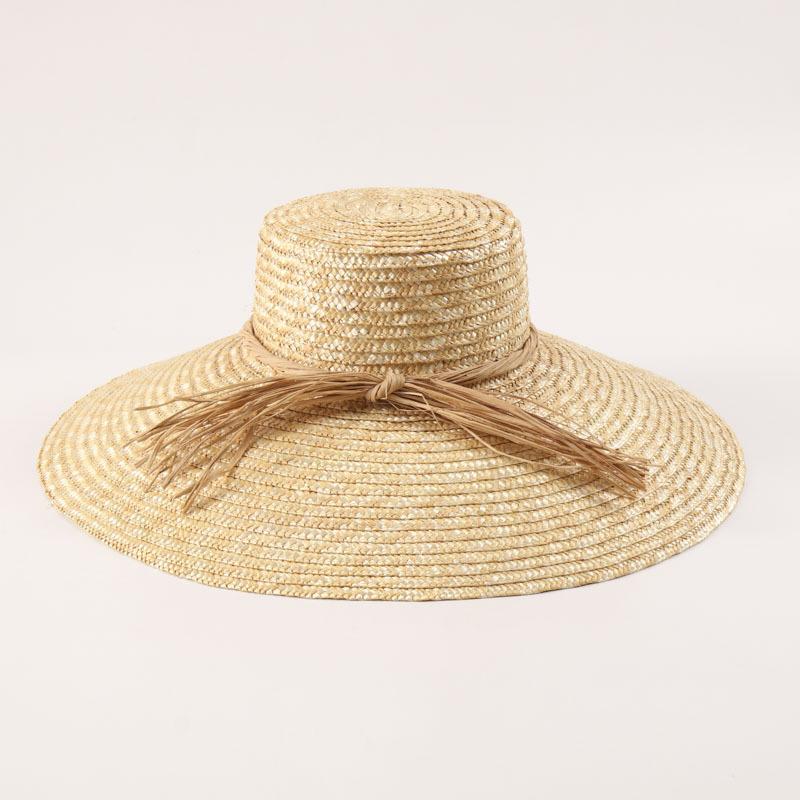 

Women Beach Sun Hat Big Brim Straw Hat with Rope Deco Sun Hat Flat Top Summer Hat Boater Hat Performance Photoshoot Show UPF 50+ бежевий