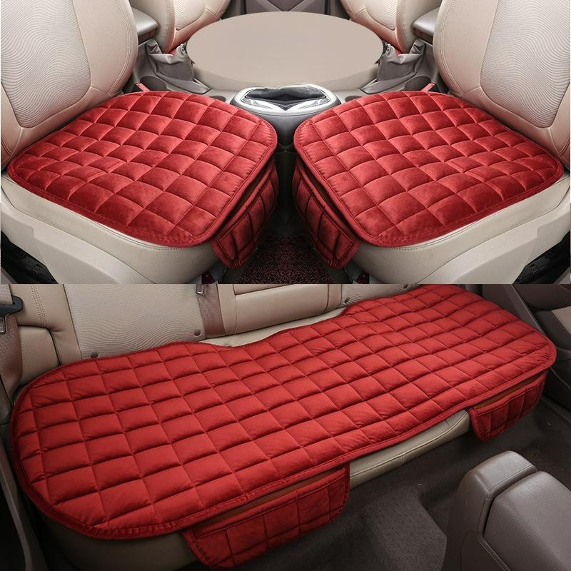 Three-piece Car Seat Cushion Set, Winter Plush Three-piece Set, Tie-free Non-slip Seat Cushion, Plush Seat Cushion