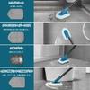 JEHONN Deck Brush Cleaning Brush Telescopic Long 4 Different Bath Cleaning Brush Heads for Bathroom Bathtub Sink Floor Wall 106-130cm, (Blue)