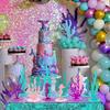 3-Piece Mermaid Birthday Decor Set Felt Table Centerpiece Underwater Theme Party Supplies Ocean Decorative Ornaments