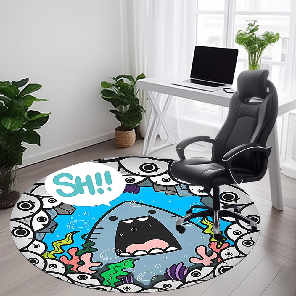 1pc Shark Eyes Office Round Area Rug, Indoor Mat Suitable ForOffice, Under Office Chairs Bedroom Living Room Home Decor, Room Deco,  n67