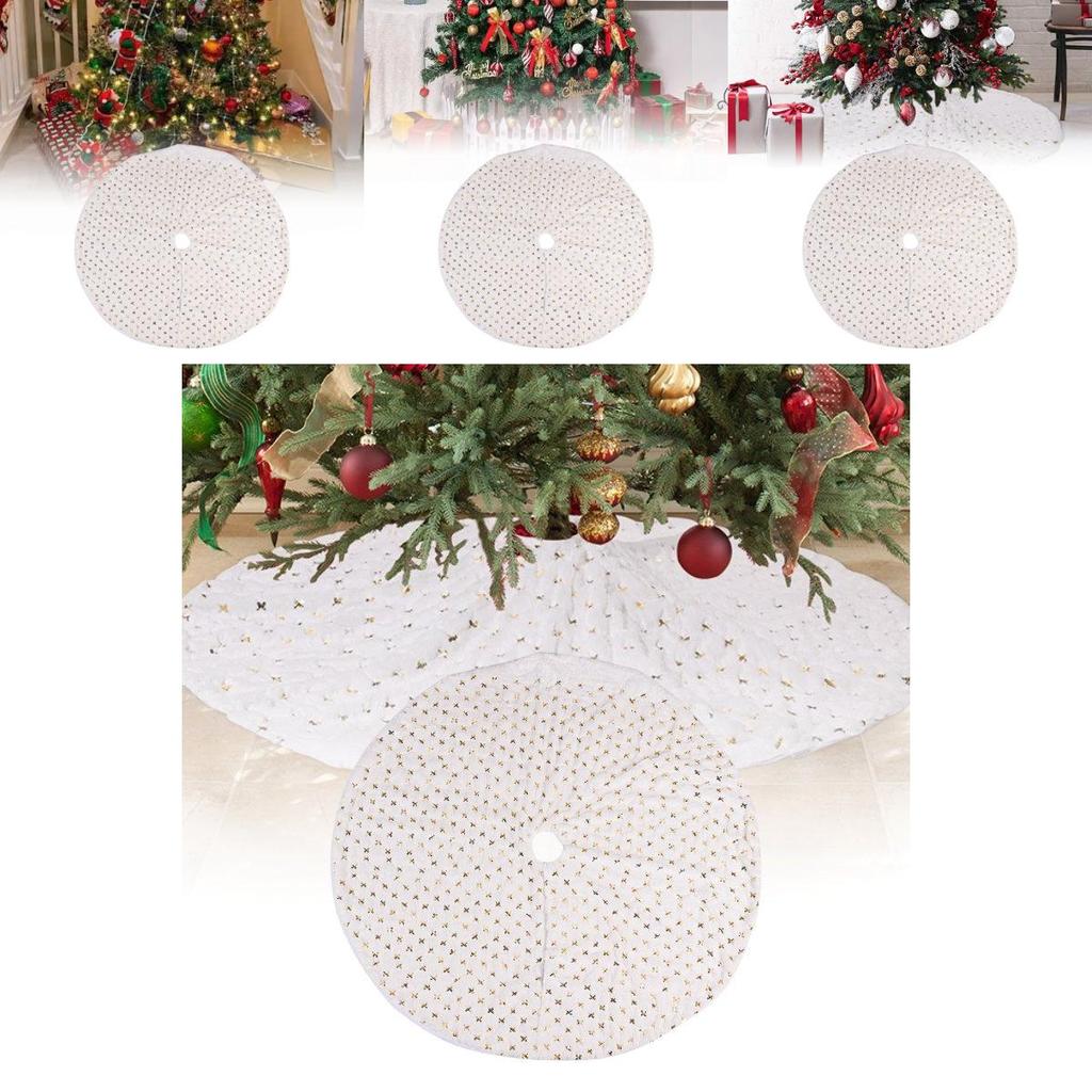 Elegant Shimmering Silver Sequin Christmas Tree Skirt 116cm For Festive Celebrations