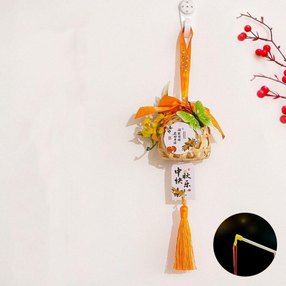 LED Light Mid-Autumn Festival Lantern Weaving Bamboo Portable Lantern  Parent Child Games Style C