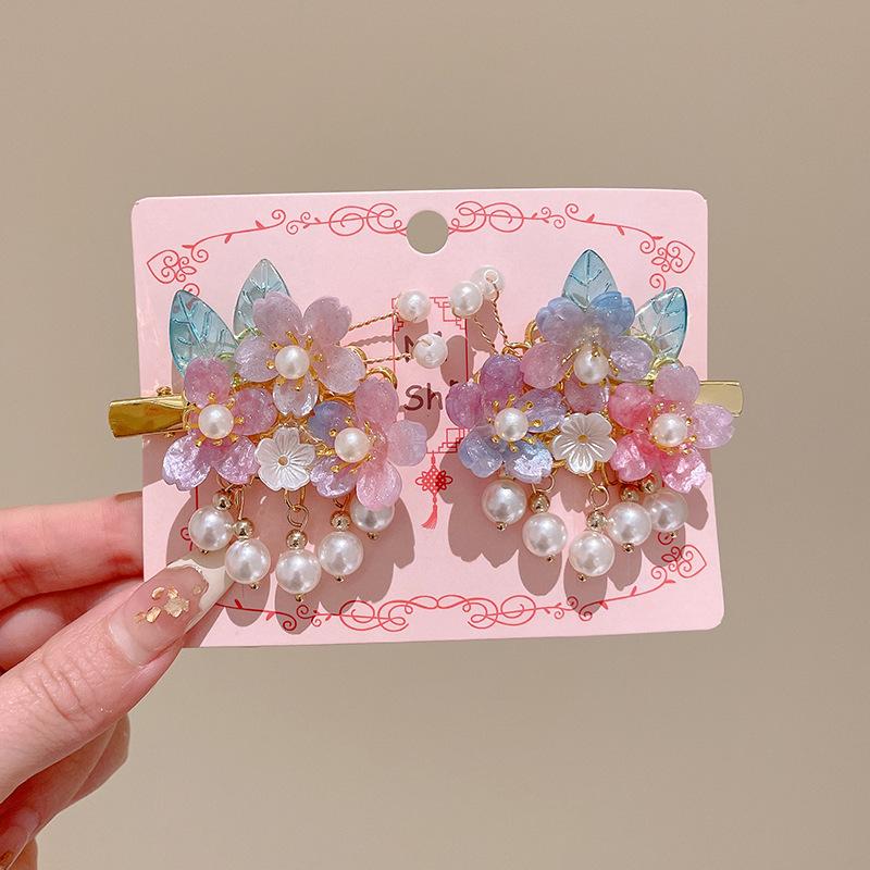 Retro Hanfu Haarspangen für Mädchen: Feenhafte Blumenquasten-Kopfschmuck & Elegante Haarnadeln