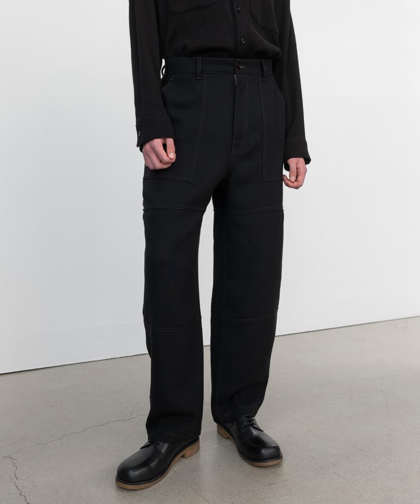 INSILENCE Wool Double Cloth Balloon Fit Pants Black