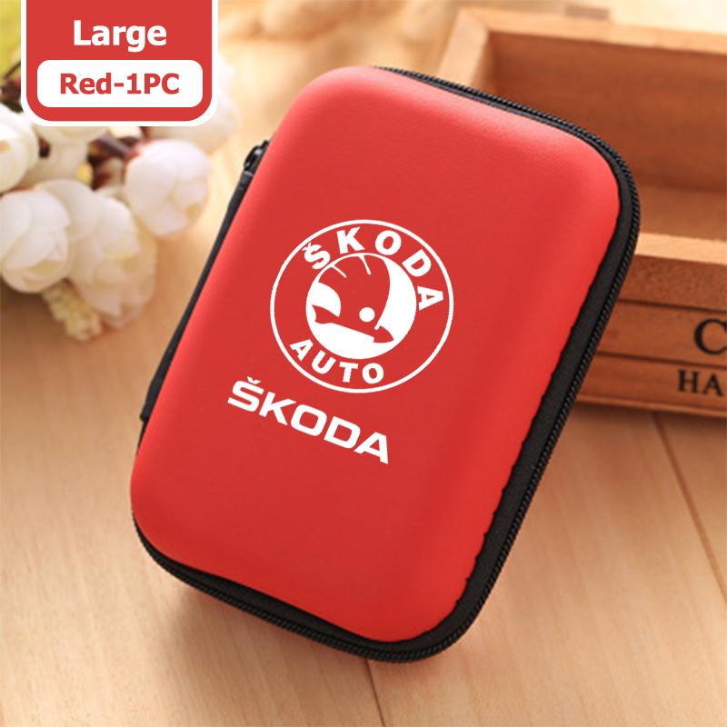 For Skoda Car Earphone Key Case Men Ladies Key Storage Bag Auto Accessories S Kodiaq Octavia 2 3 Yeti Karoq Rapid Fabia VII VRS kybf34