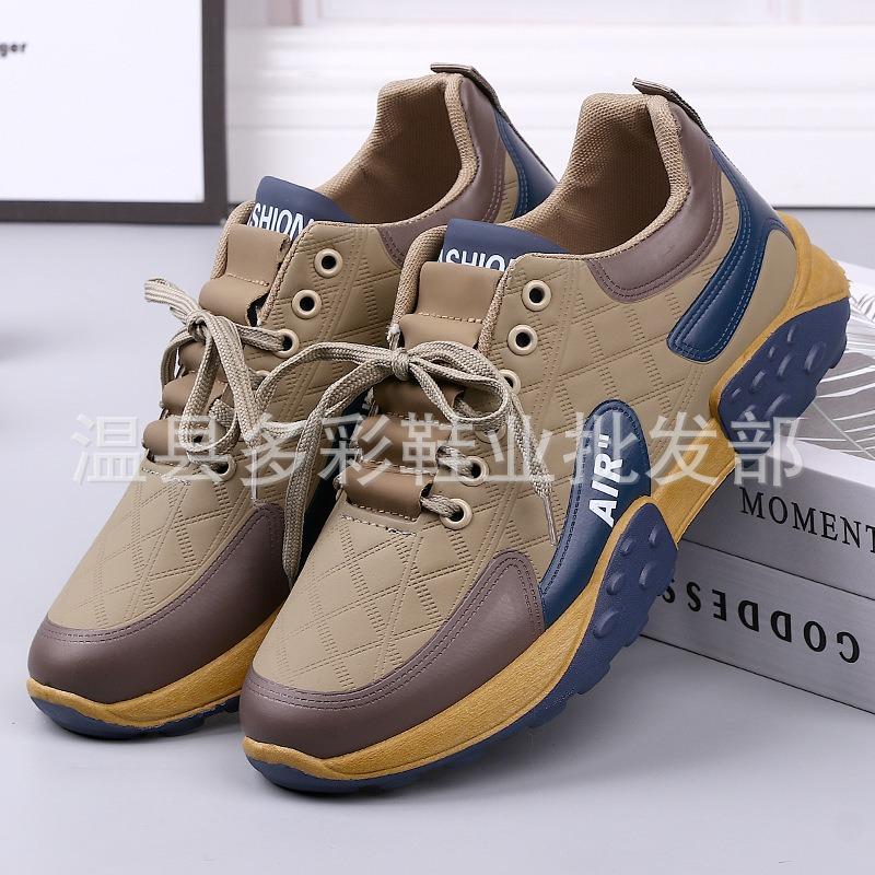 Nouvelles chaussures en cuir pour hommes printemps et automne chaussures de sport décontractées de course légères chaussures de course à plateforme décontractées