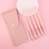 ENZO KEN Pink Resin Eyeshadow Makeup Brush Set with Travel Portable Eyeshadow Brush Set for Smoky Eye Nose Dark and Puff Hourglass Handle Bag,