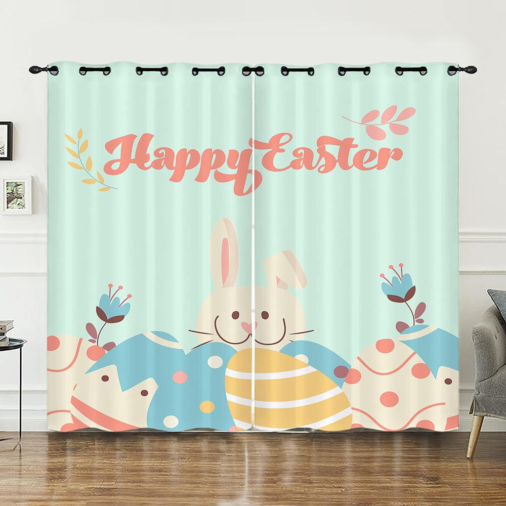 

Шторы Животное Кролик Яйцо Пасхальная Штора Цифровая Печать Блэкаут Штора Без Пробивания 97cm*114cm*2