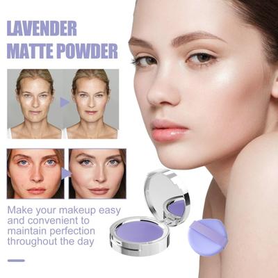 Yousheng 10G Lawendowy matowy puder Kontrola oleju Naturalny długotrwały lekki makijaż dla kobiet i dziewcząt Twarz Ukrywający prasowany puder utrwalający