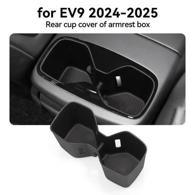 For Kia Ev9 2025 2025 Tpe Armrest Rear Water Cup Holder Box Organizer Car Accessories Interior Black Tray Storage P0n8