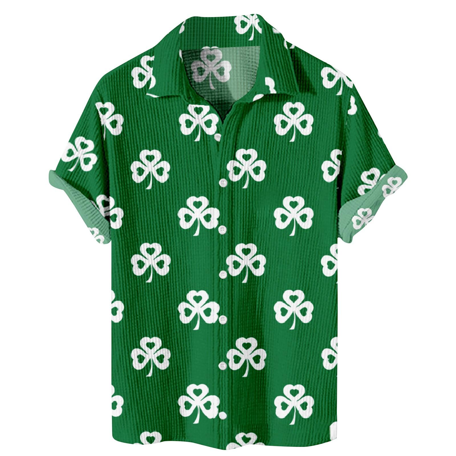 

Мужская ул.. Рубашки с короткими рукавами и пуговицами на день Святого Патрика, мужские повседневные модные рубашки с короткими рукавами XXXXXL