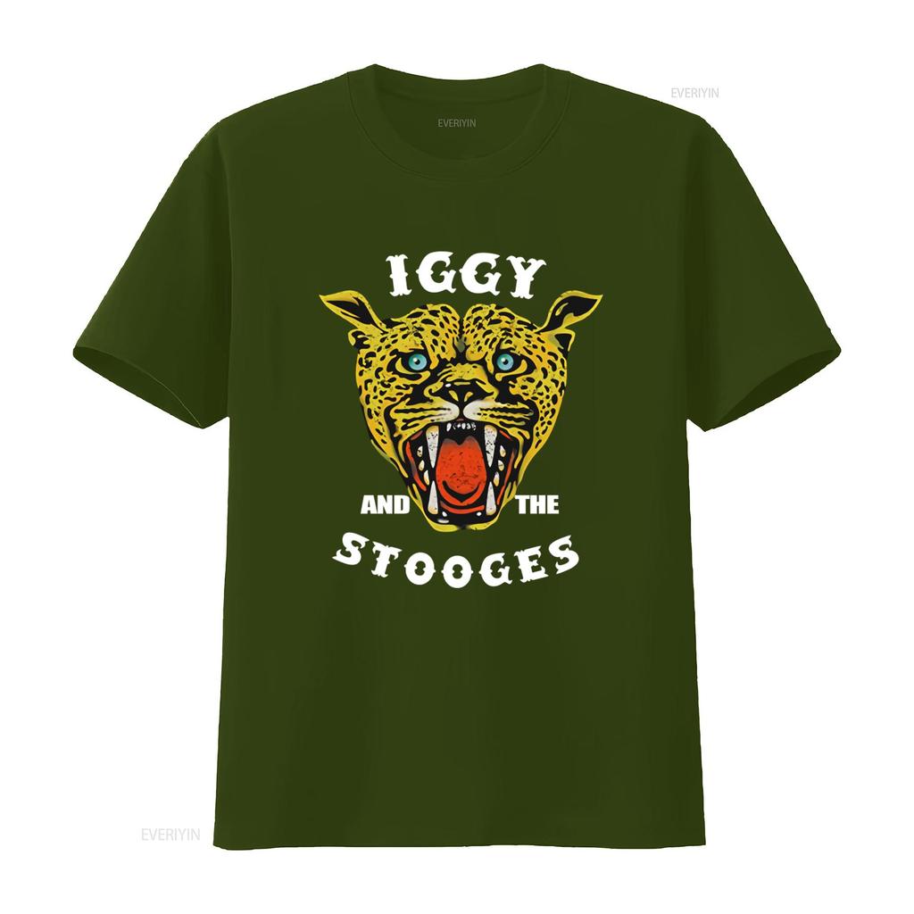 Iggy And The Stooges Cheetah Print T Shirt FKQ7 Vintage Washed Versatile Homme Soft Casual Graphic Stretched Designer Clothes