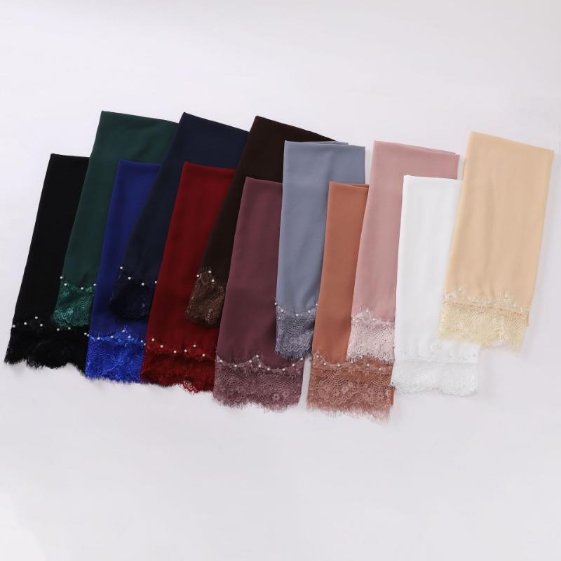 Eyelash Lace Chiffon Scarf With Beads For African Women