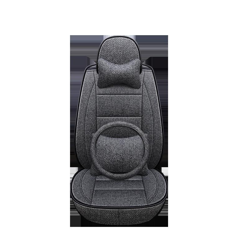 Universal Full Coverage Leather Car Seat Cushion and Linen Cover