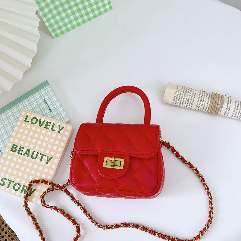 Stylish Mini Pu Leather Children's Crossbody Bag For Girls With Chain Strap And Chic Design