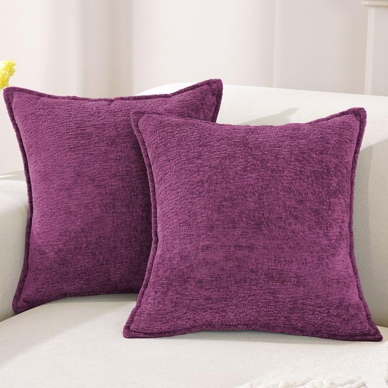 Large Size Thickened Chenille Throw Pillow Cover Removable Washable Solid Color Sofa Square Waist Cushion Case Home Decoration