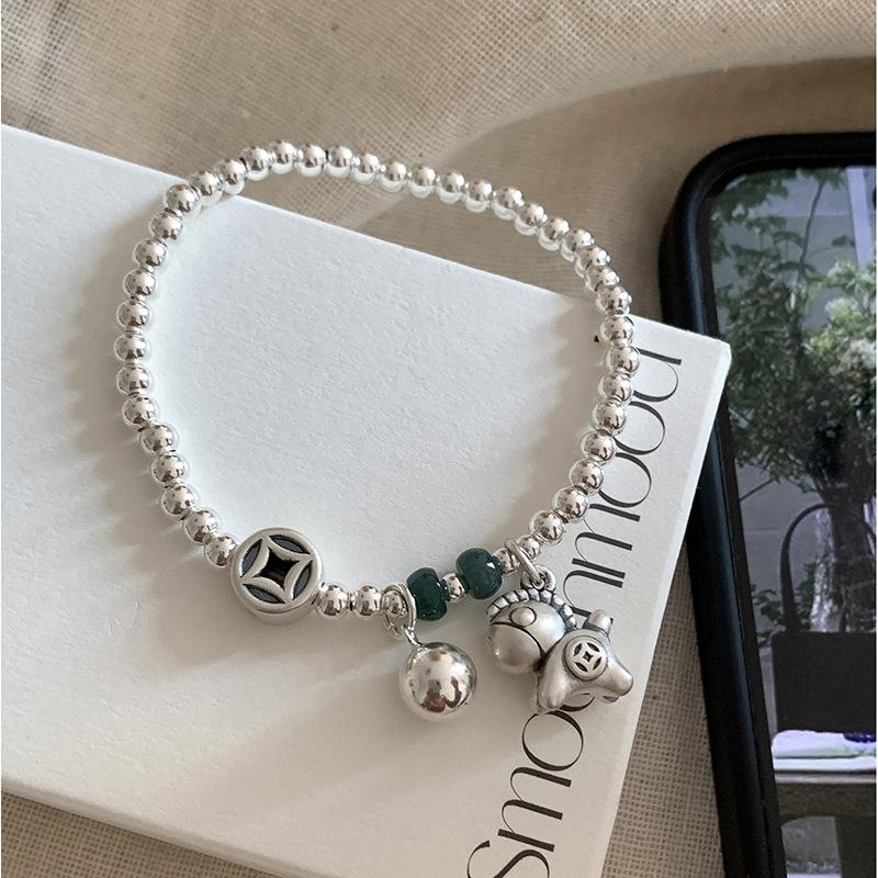 925 Silver Butterfly Bracelet for Girl Bead String Design Insect Fashion Versatile Jewelry Gift