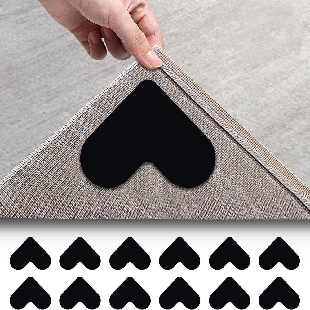 4Pcs Strong Adhesive Non-slip Carpet Stickers Reusable Traceless Self Adhesive Rug Stickers PU Mult Shapes Rug Corner Gripper