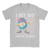 Men TShirt I Hit 100 Days of School Baseball Ice Cream Drip Cotton Tee Shirt Short Sleeve  T Shirts Round Collar Tops Original