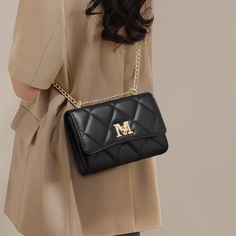 

Bag New Summer Women s Bag Fashion Versatile Small Fragrant Style Rhombus Chain Bag Crossbody One Shoulder Underarm Bag чёрный