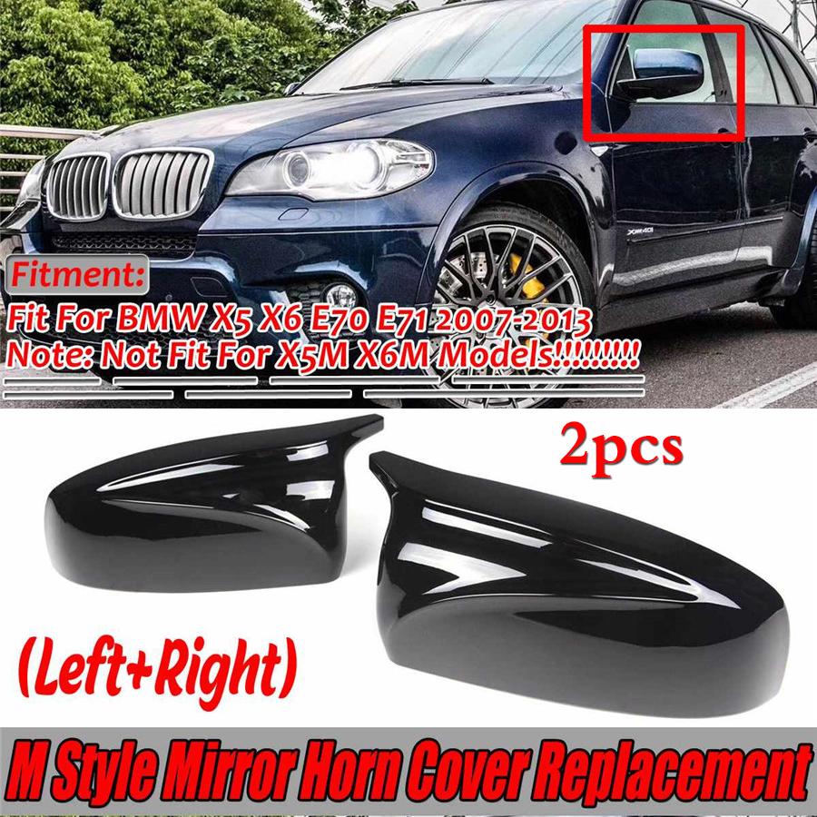 Car Side Rearview Mirror Cap Cover Replacement For BMW X5 X6 E70 E71 2007-2013