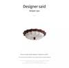 Walnut Wood Grain Wabi-Sabi Bedroom Ceiling Light, Retro Fabric Design, Atmospheric Eye Protection Fixture