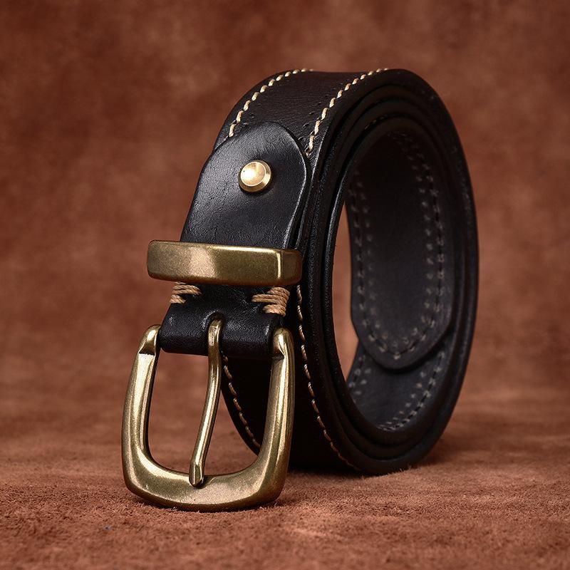 Pásek Pánská móda Trend Retro Snadné ladění První vrstva Hovězí kůže Kožená Spona Mládež Běžné džíny Pásek Pánské