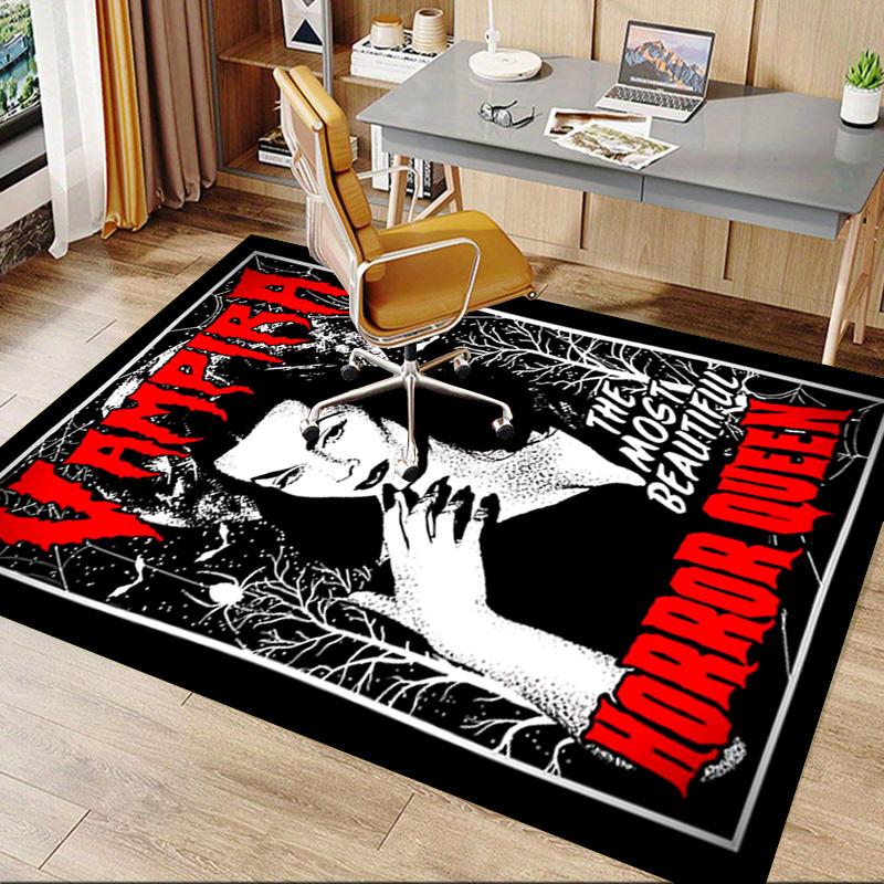 1pc Vampira Horror Queen Home Office, Durable Polyester Floor Mat with Easy, Office Decor, Urban Style, Nonslip Backing, Highquality Fabric