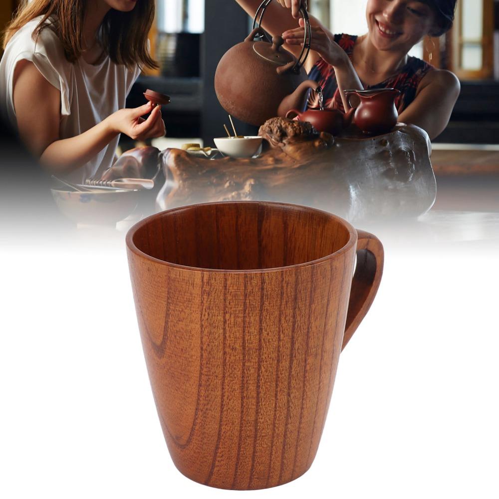 Safe Solid Wood Teacups Multifunctional Wooden Wine Mug Durable Wooden Mugs  Drinking Coffee