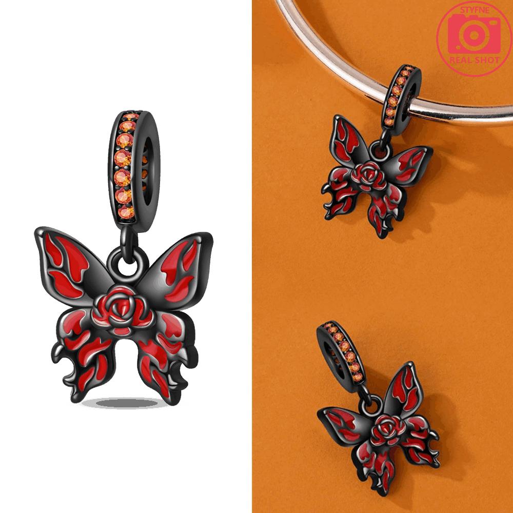Original Black Butterfly Pendant Copper Skull Glowing Pumpkin Red Ghost Hat Beads Fit Bracelet Women Jewelry Fine Gift Diy