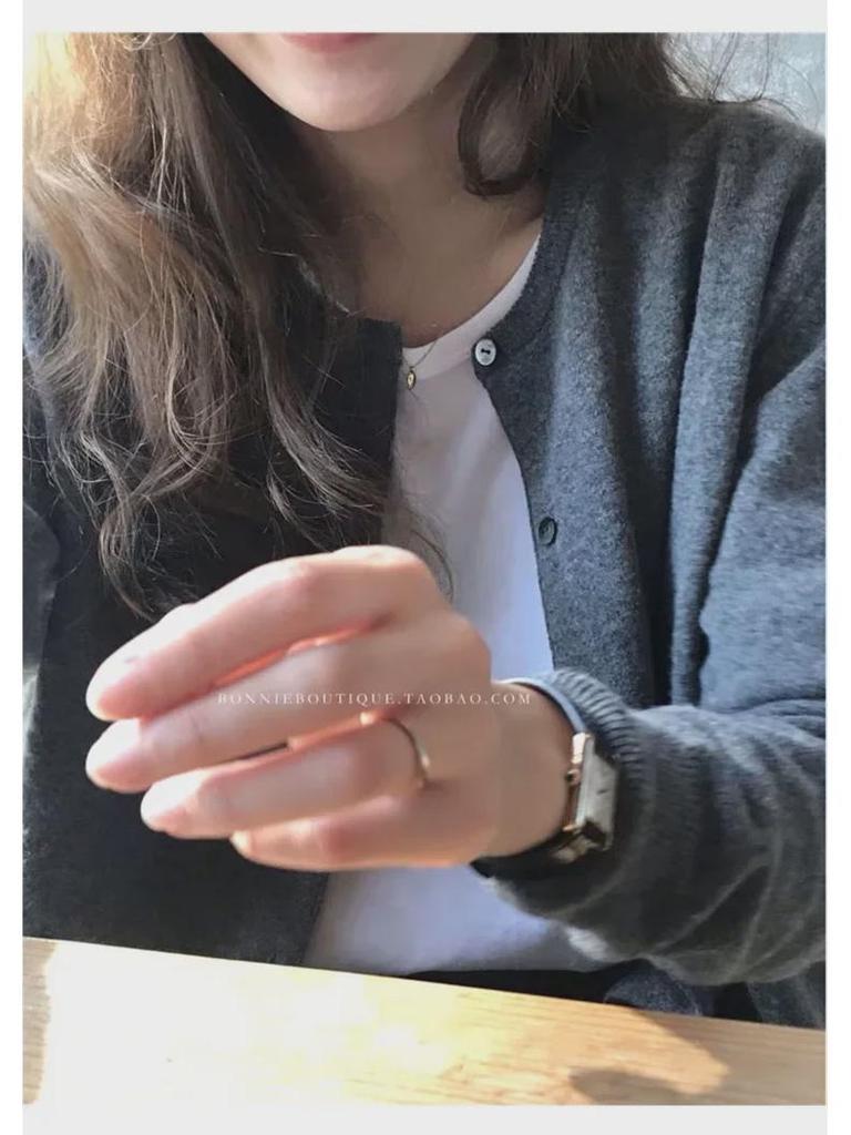 Spring 2025 High-End Women's Gray Knitted Cardigan - Versatile Short Sweater