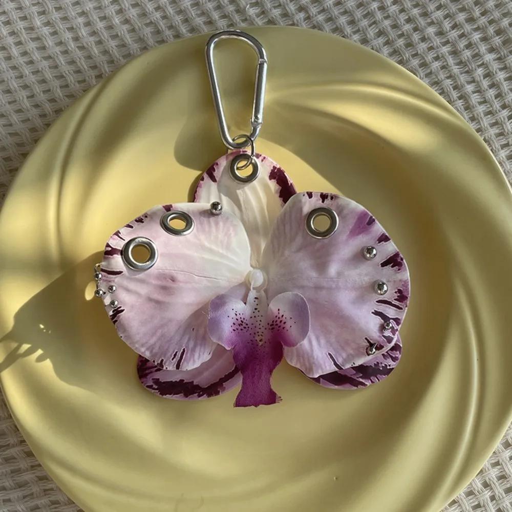 Creative Simulation Flower Orchid Lily Keychain Backpack Decoration Colorful Simulation Flower Keyring Gifts Flower Bag Pendant