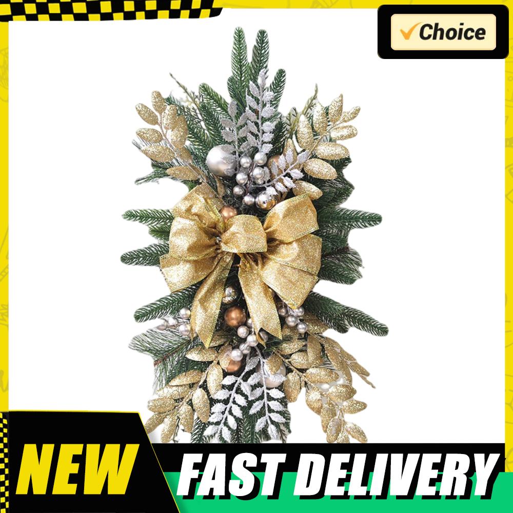 Christmas Swag Wreath Pendants Ornament Hanging Garlands Without/with Light Home Door Window Decoration Party Supplies