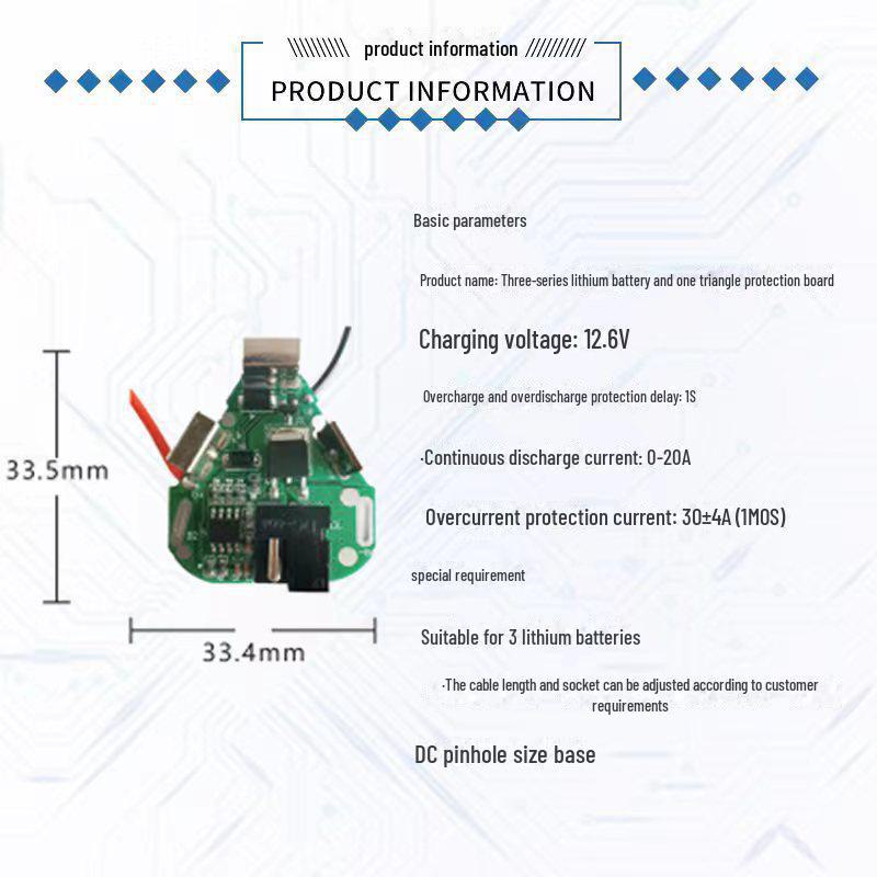 12.6V 3-String Lithium Battery Protection Board for Electric Drill and 18650 Charging