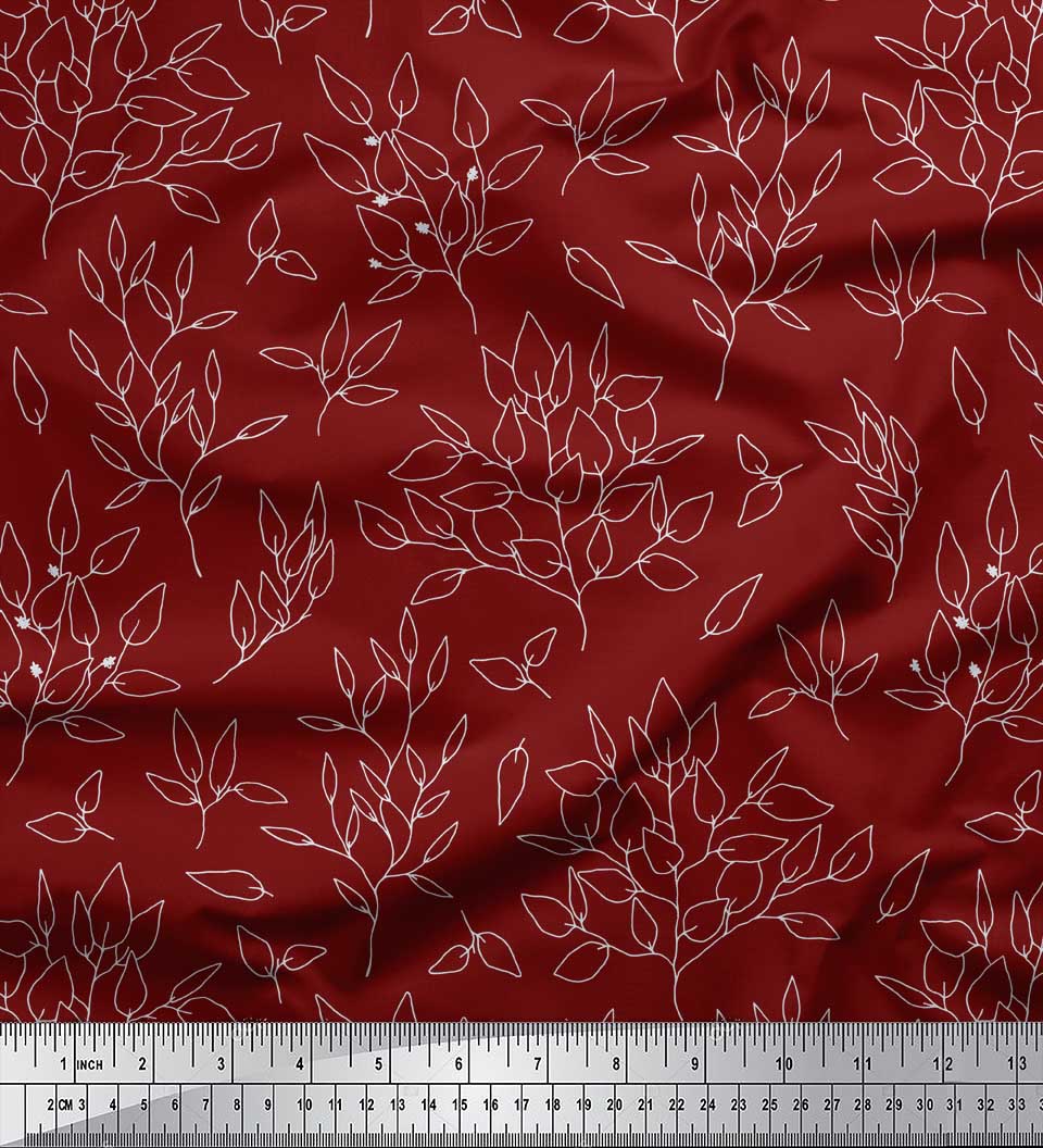 

Тканина Soimoi Grey Japan Crepe Satin Leaves Leaves Print Тканина на метр 42 дюйма 42 Inch Wide - Poly Crepe червоний