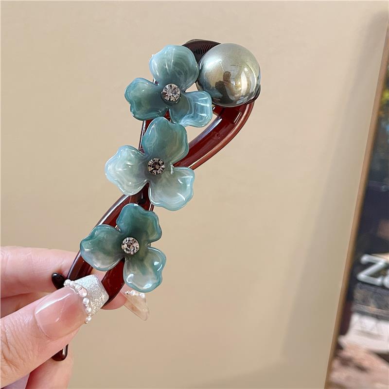 

Korean Resin Flower Crystal Pearl Hair Clips for Women Large Size Twist Clip High-End High Volume of Hair Barrettes Accessory