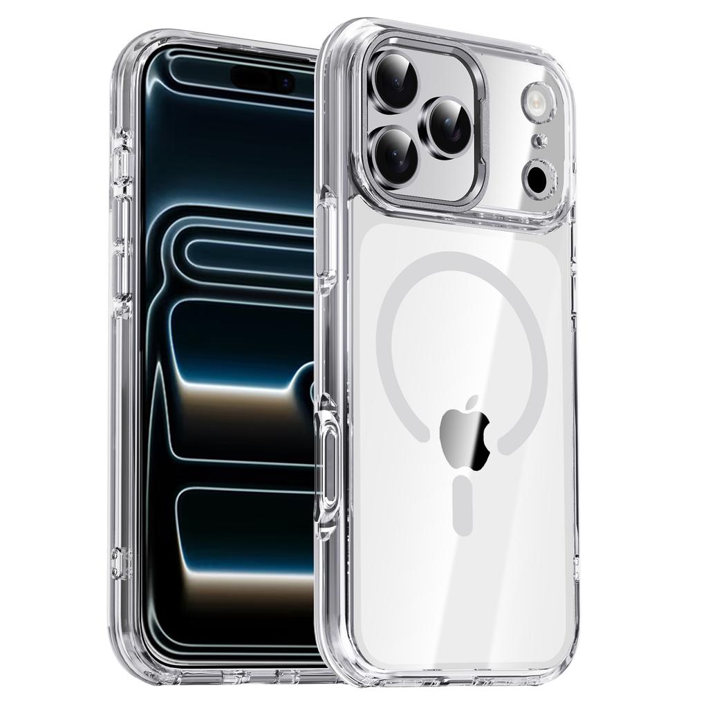 IPAKY For iPhone 17 Pro Max Clear Case Compatible with MagSafe Shockproof TPU+PC Phone Back Cover