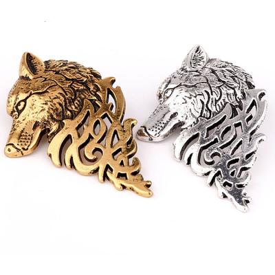 Class Fashion Men Suit Collar Wolf Brooch Badge Pin Punk Lapel
