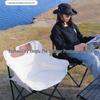 Outdoor Folding Moon Chair with Backrest - Ideal for Leisure, Camping, Picnics, Fishing, and Beach Trips.