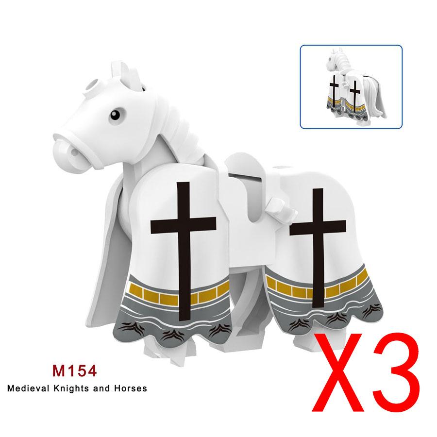 Military Building Blocks Medieval Solider Knights Equipments Mount War-Horse Wolf Flag Vests Shields Fiery Dragon Mini Blocks