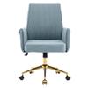 Height-adjustable office swivel chair with medium-high backrest, striped cover fabric and ergonomic shape. The medium backrest provides op