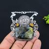 Natural Labradorite, Tiger Eye Gemstone 925 Sterling Silver Necklace 18" R7D75