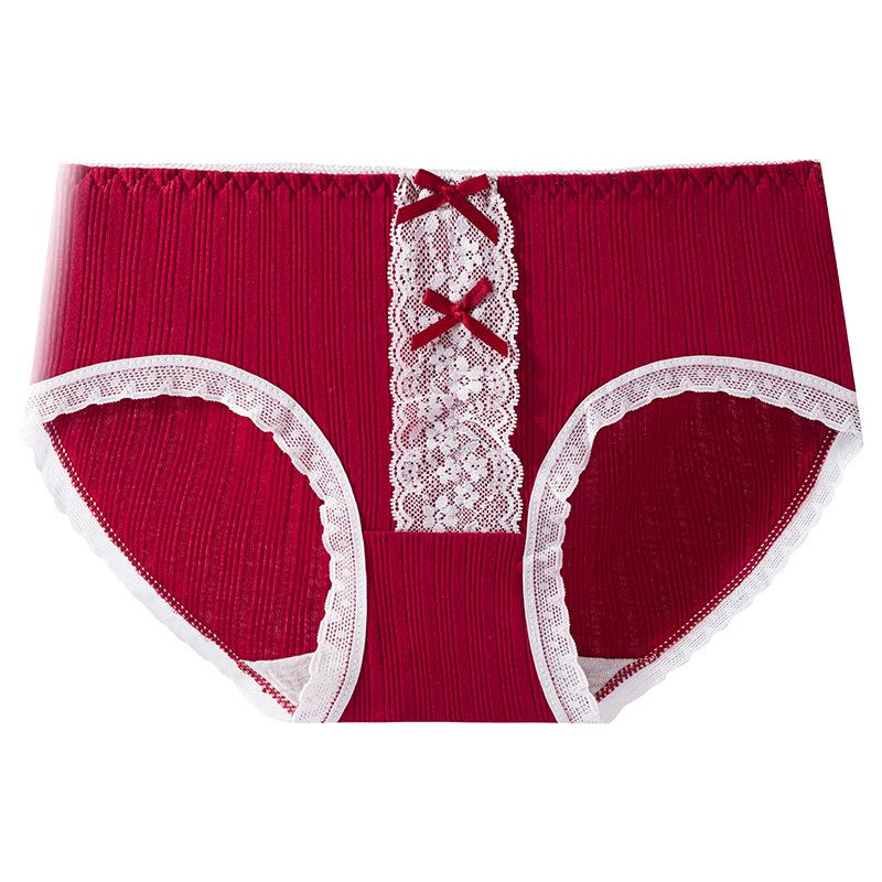 

Ladies Autumn and Winter New Lovely Cotton Antibacterial Year Wedding Red Underwear M