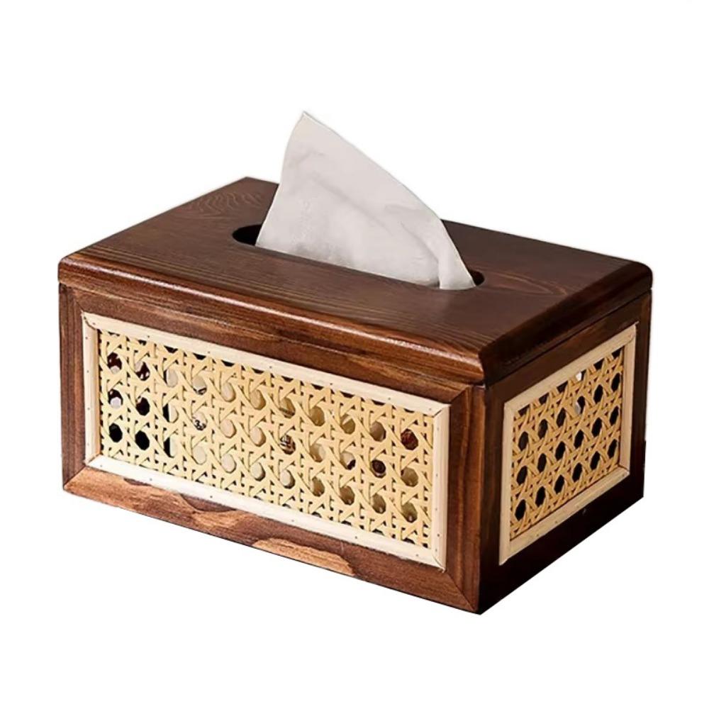 Solid Wood Wooden Napkin Case Thickened Wet Wipes Container High Quality Rattan Tissue Box  Bedroom