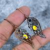 Yellow Agate Gemstone Copper Sisters Gift Electroformed Dangle Birthday Earrings VP-91
