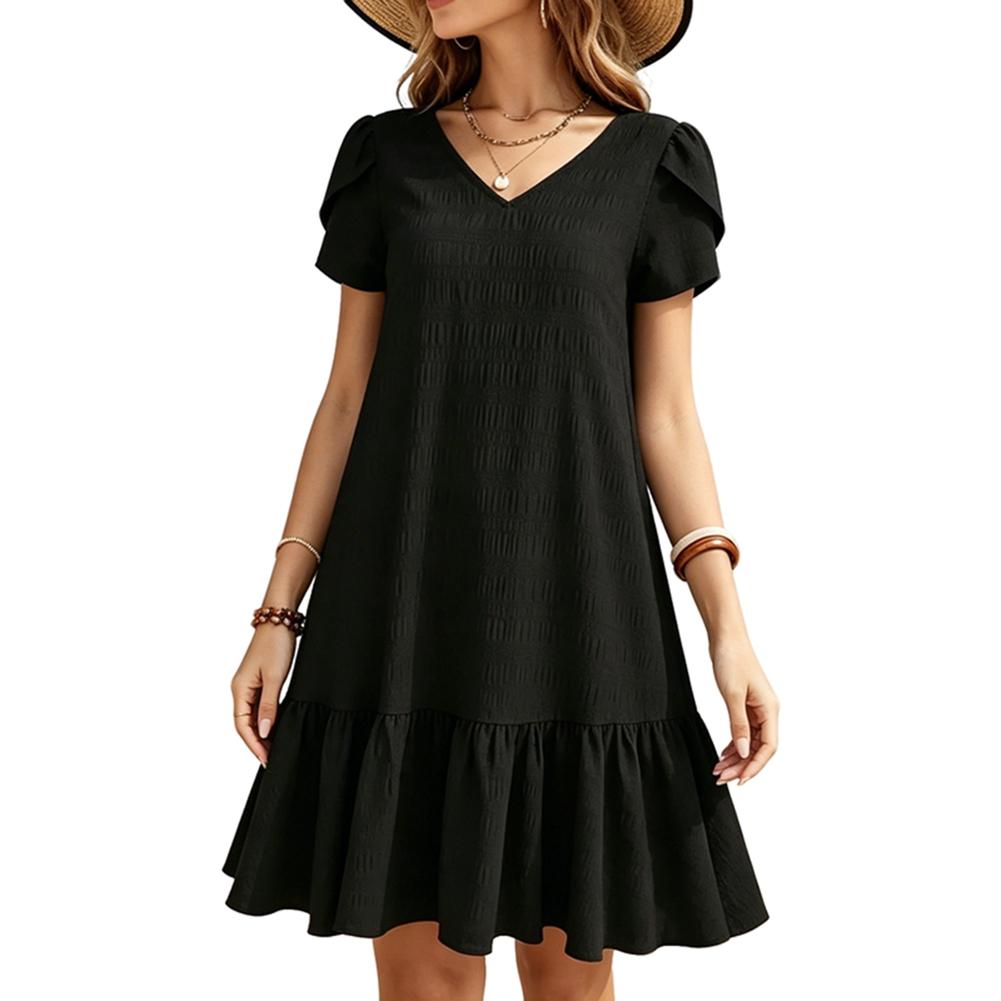 

Women s V-neck Short-Sleeve Knee-Length Dress M