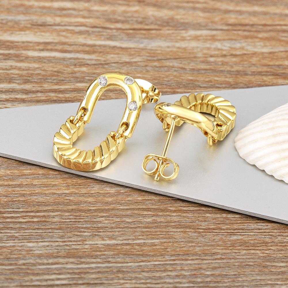 Nidin High Quality Rock Accessories Hoop Earrings Cool Hip Hop Style for Women Zircon Ear Jewelry Punk Korean Fashion Party Gift
